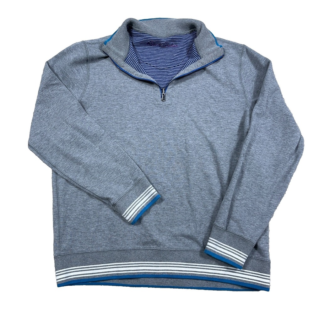 Robert Graham Sweater Menโ Large Gray Pullover Quarter Zip Sweatshirt Mock Neck